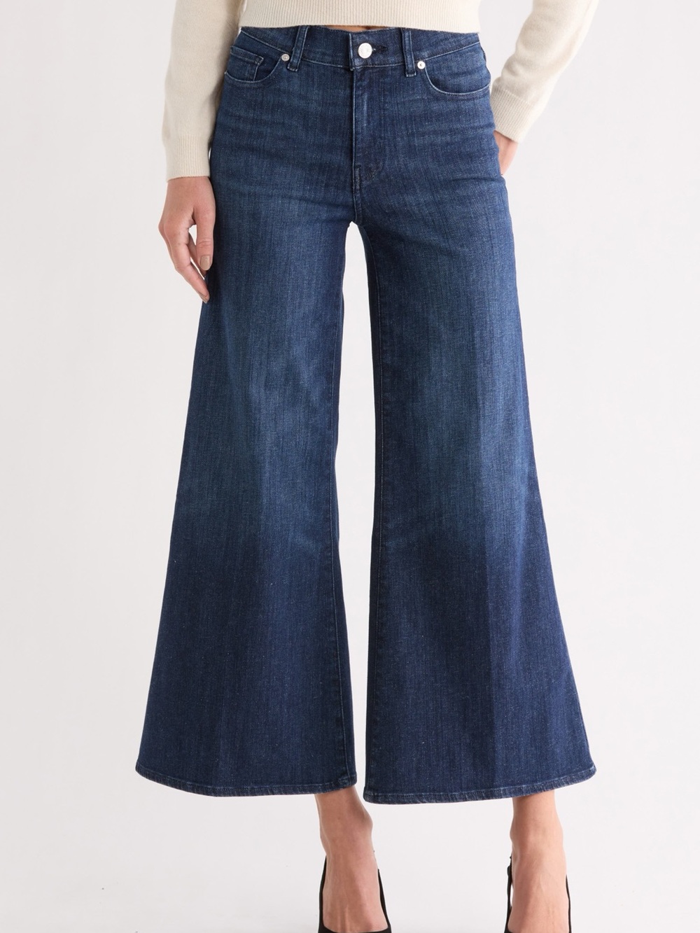 FRAME Le Palazzo Crop Wide Leg Jeans in Blue
